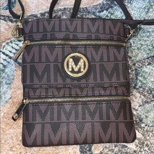 Milan Brown and Gold Crossbody Bag
